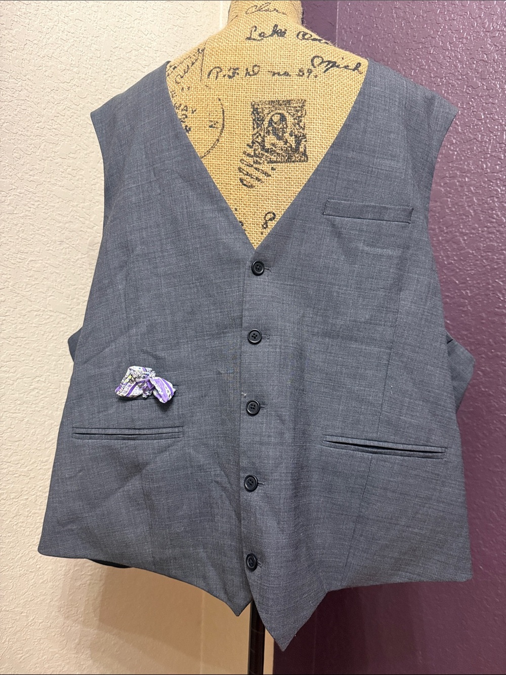 Grey Men's Dress Vest - Classic Five-Button Waistcoat